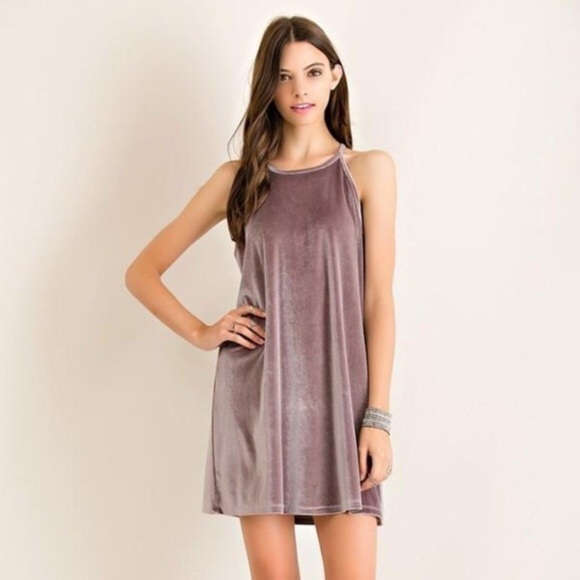 Entro Purple Velvet Shift Mini Dress Sz Small Sleeveless - Picture 1 of 12
